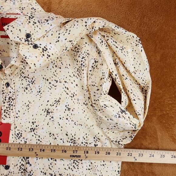 HUGO BOSS Shirt Mens 17 43 Tan Spotted Button Up Extra Slim Fit ELISHA $138 - Picture 6 of 8